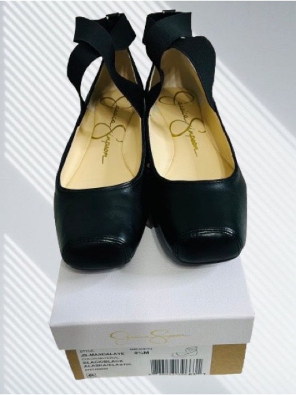 Jessica Simpson Women’s Mandalaye Elastic Criss-Cross Ankle Strap Ballet Flats